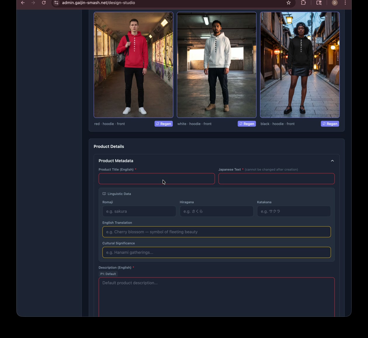 AI model photos — your design on hoodies, multiple colorways